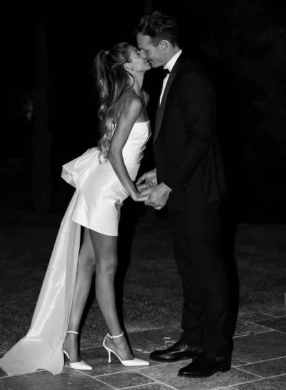 Strapless Mini Bridal Gown with Sheath/Column Silhouette