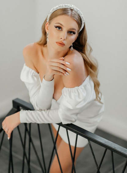 V-Neck Mini A-Line Princess Wedding Dress