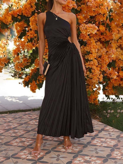 One-Shoulder Sleeveless A-Line Princess Party Dress for Wedding Guests