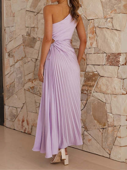 One-Shoulder Sleeveless A-Line Princess Party Dress for Wedding Guests