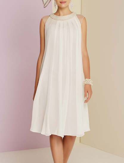Knee-Length Sleeveless Sheath Dress for Wedding Guests