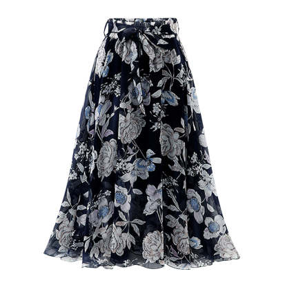 Wedding Guest Dress with A-Line Princess Skirt and Floral Detail