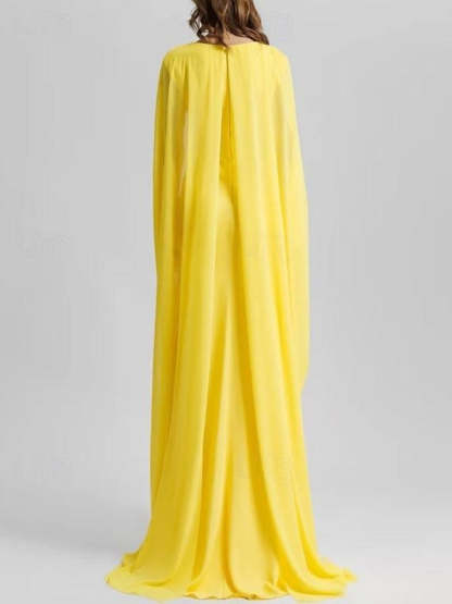 Column/Sheath Sleeveless V-Neck Chiffon Wedding Guest Dress with Shawl