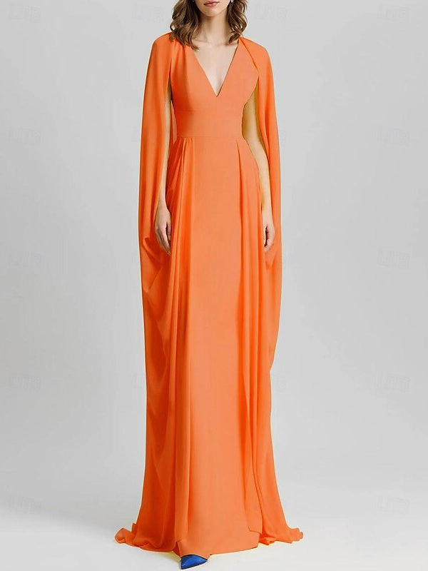 Column/Sheath Sleeveless V-Neck Chiffon Wedding Guest Dress with Shawl