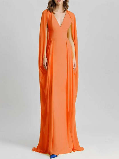 Column/Sheath Sleeveless V-Neck Chiffon Wedding Guest Dress with Shawl