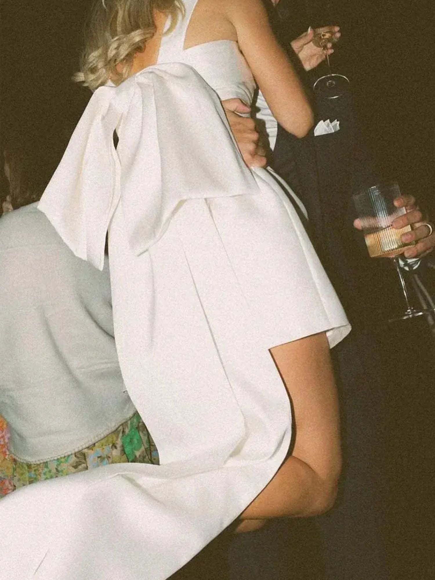 Square Neck Sleeveless Short Wedding Dress with Bow Tie Sheath/Column