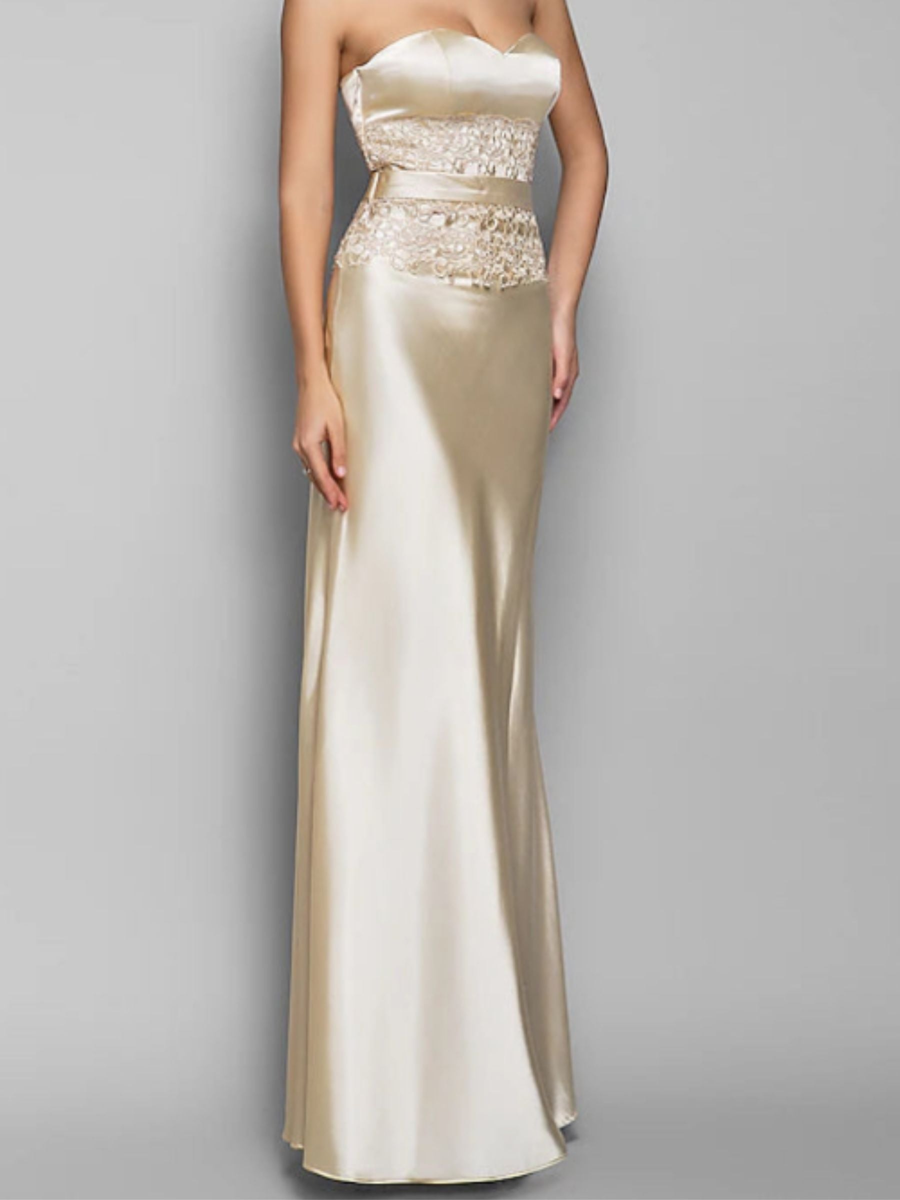 Sweetheart Sleeveless Floor-Length Mermaid/Trumpet Wedding Guest Dresses With Lace Appliques