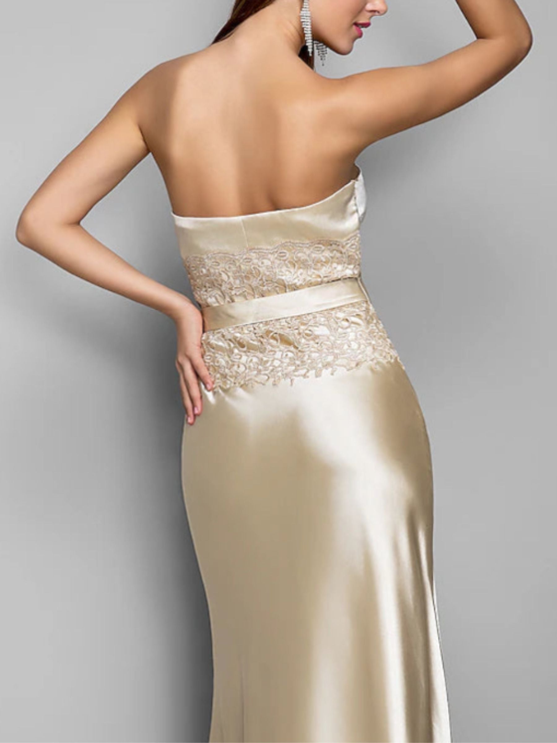 Sweetheart Sleeveless Floor-Length Mermaid/Trumpet Wedding Guest Dresses With Lace Appliques