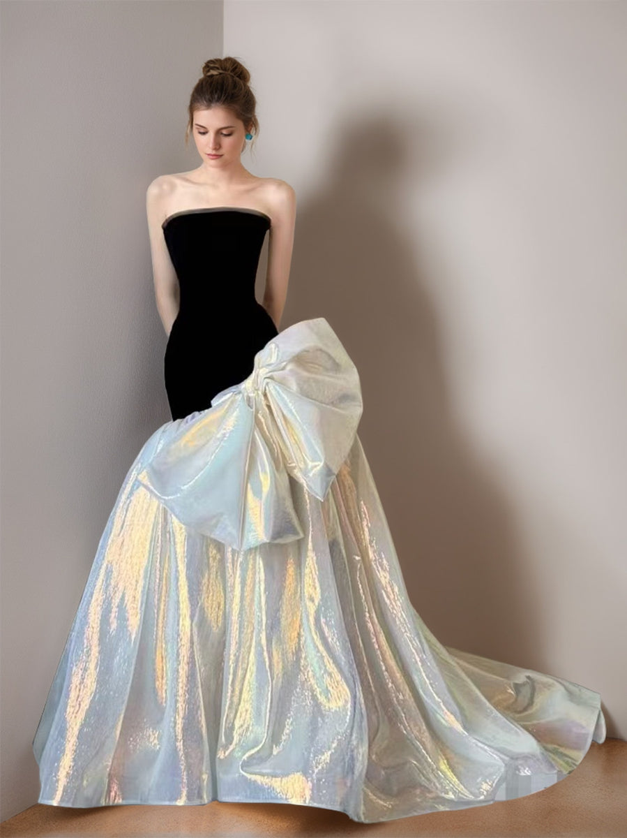 Sophisticated Strapless Sleeveless Mermaid Wedding Dress with Bow