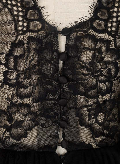 Black V-Neck A-Line Princess Wedding Dress with Long Lace Sleeves