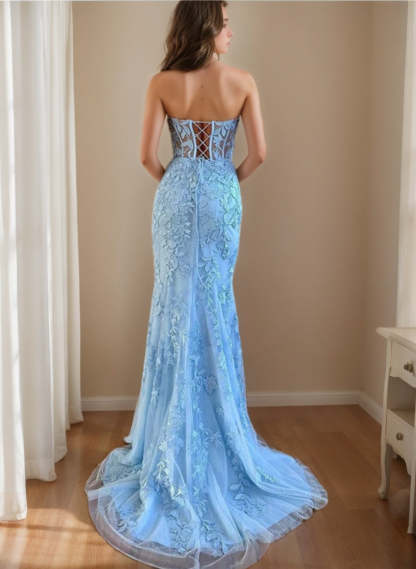 Black Strapless Sweetheart Trumpet/Mermaid Wedding Dresses with Lace-Up & Appliques