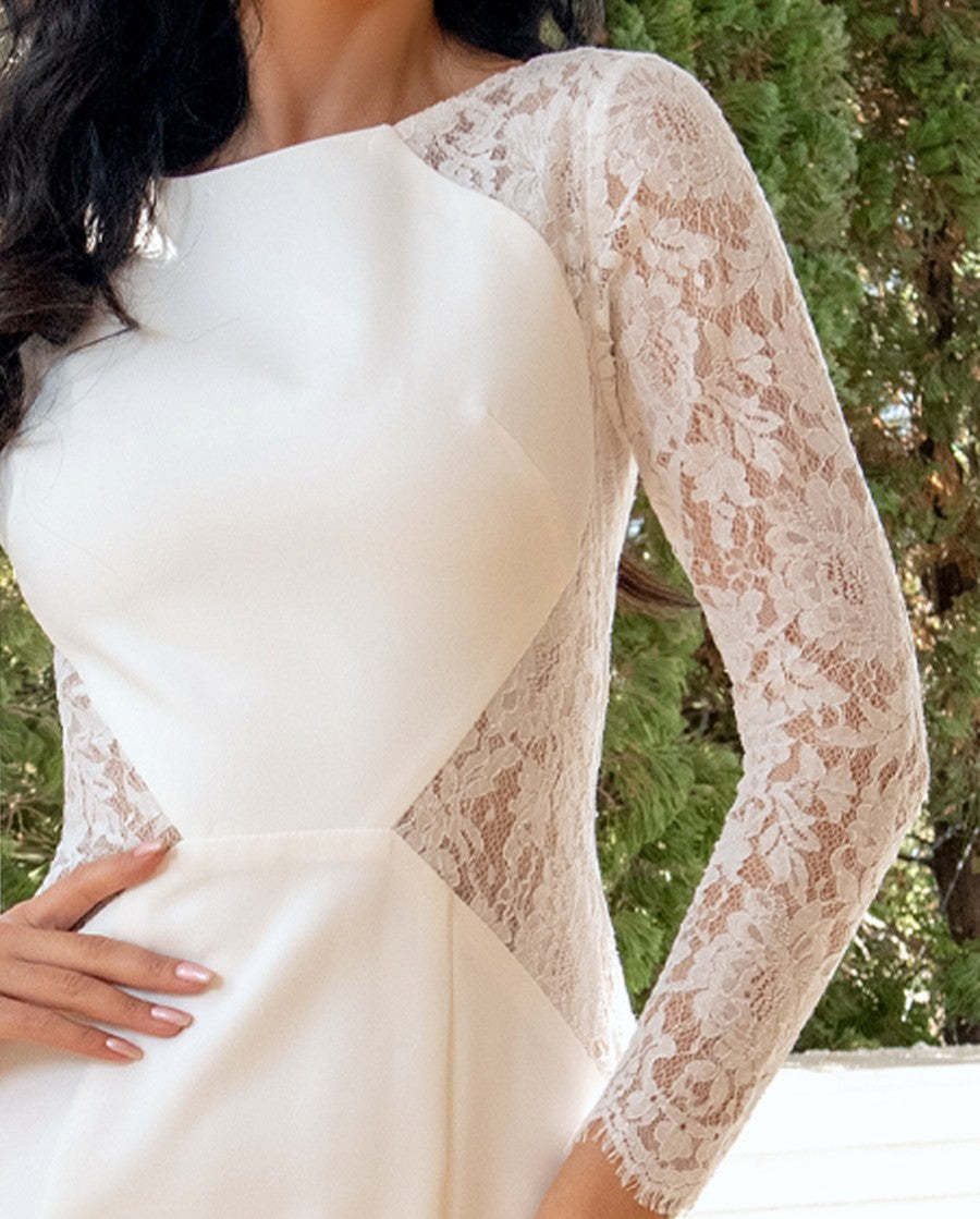 Princess A-Line Wedding Dresses with Jewel Neck and Long Lace Sleeves