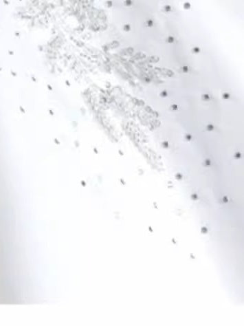 V-Neck Ball Gown with Long Sleeves and Jewel Appliques, Floor-Length Pleated Wedding Dress