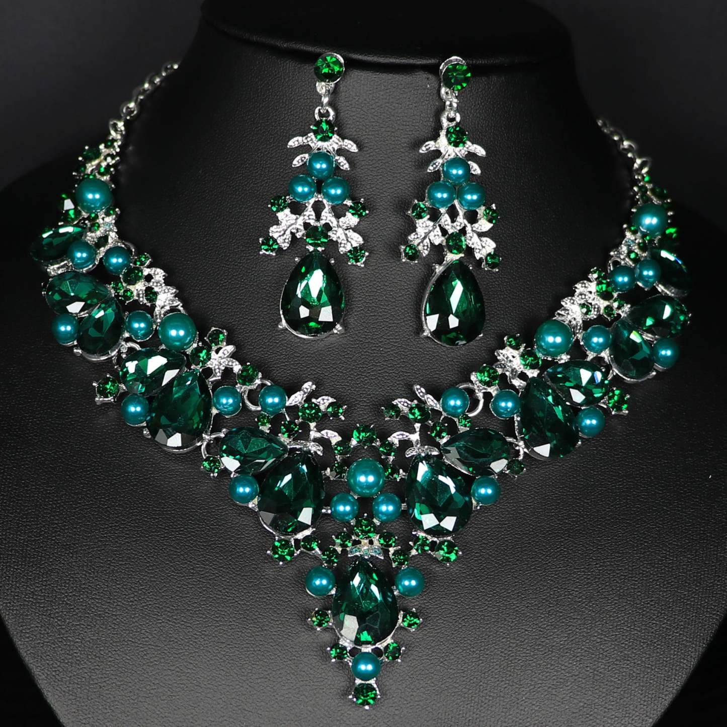 3-Piece Rhinestone Jewelry Set: Earrings and Necklace for Women's Wedding