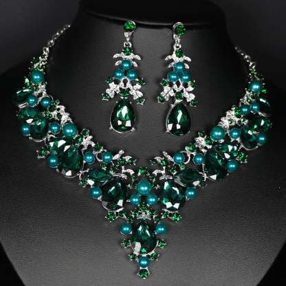 3-Piece Rhinestone Jewelry Set: Earrings and Necklace for Women's Wedding