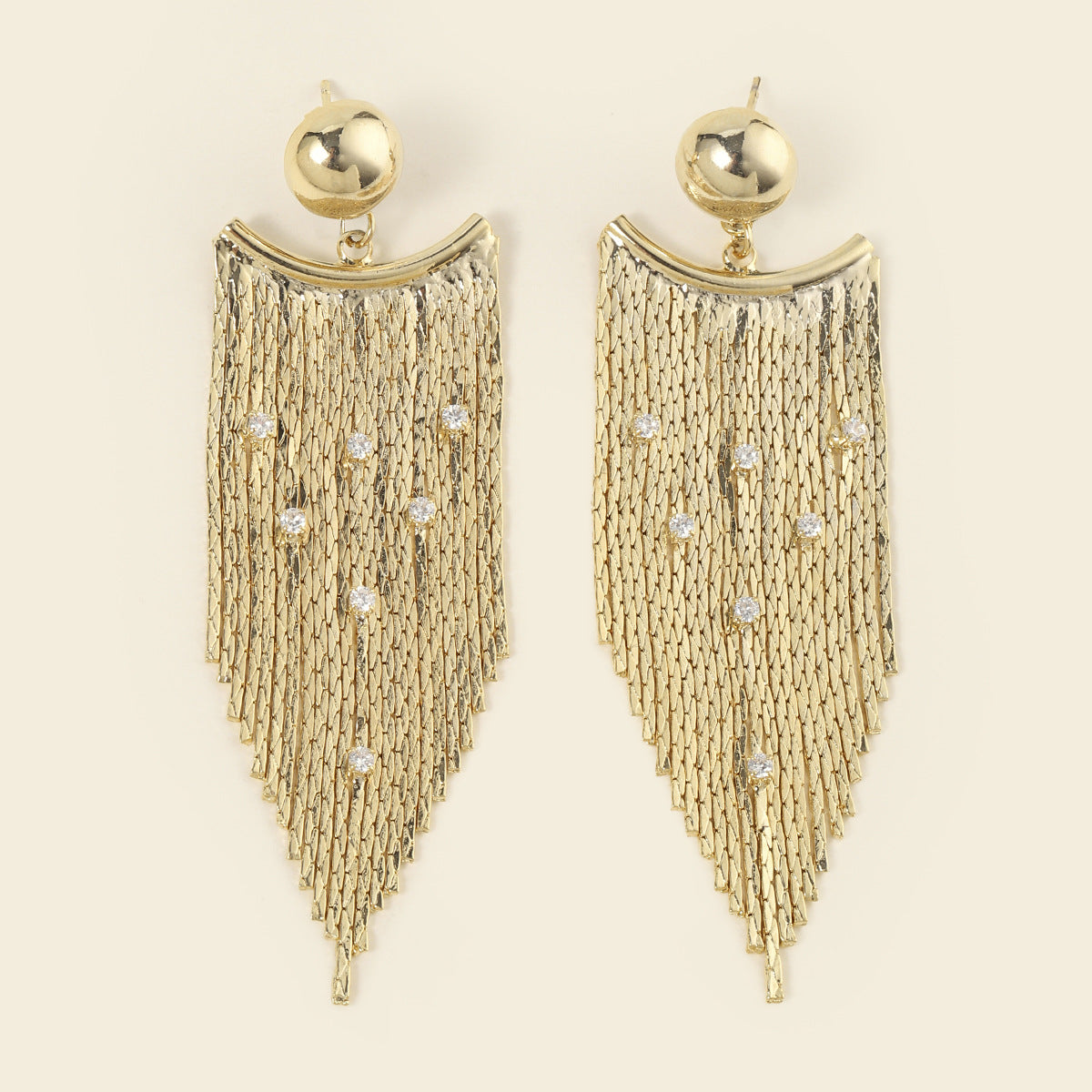 Fashion Earrings with Vintage Gold Wire Chain and Tassel