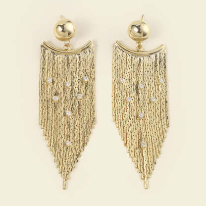 Fashion Earrings with Vintage Gold Wire Chain and Tassel