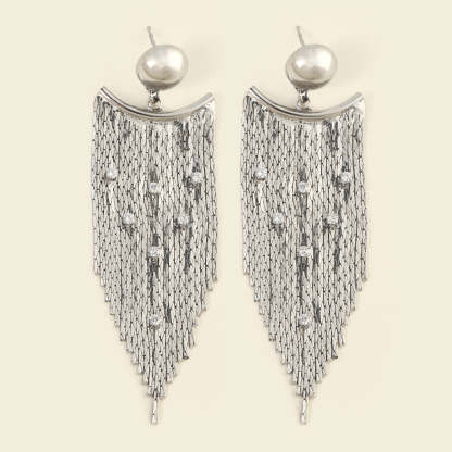 Fashion Earrings with Vintage Gold Wire Chain and Tassel