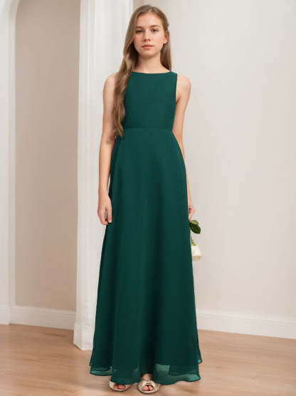 Junior Bridesmaid A-Line/Princess Dress with Round Neck and Sleeveless Ankle-Length Design