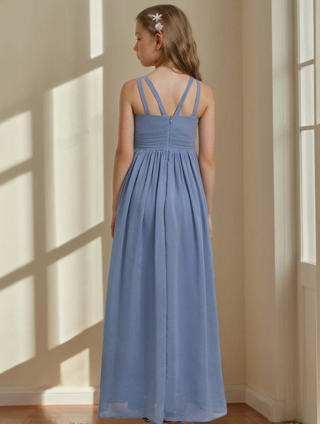 Floor-Length Sleeveless Junior Bridesmaid Dress with Ruffles in A-line/Princess Style