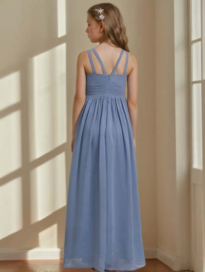 Floor-Length Sleeveless Junior Bridesmaid Dress with Ruffles in A-line/Princess Style