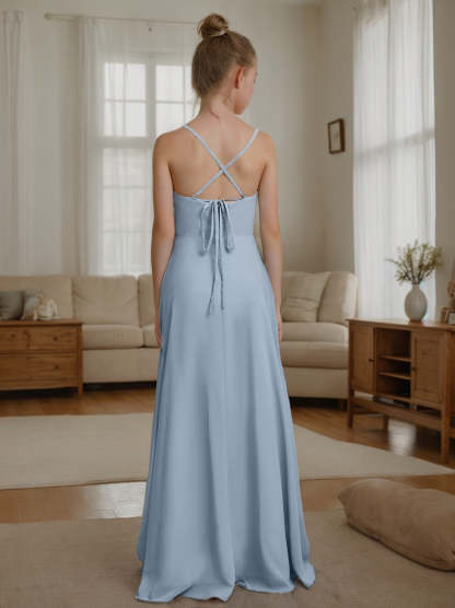 Sleeveless V-Neck A-Line Princess Junior Bridesmaid Dresses