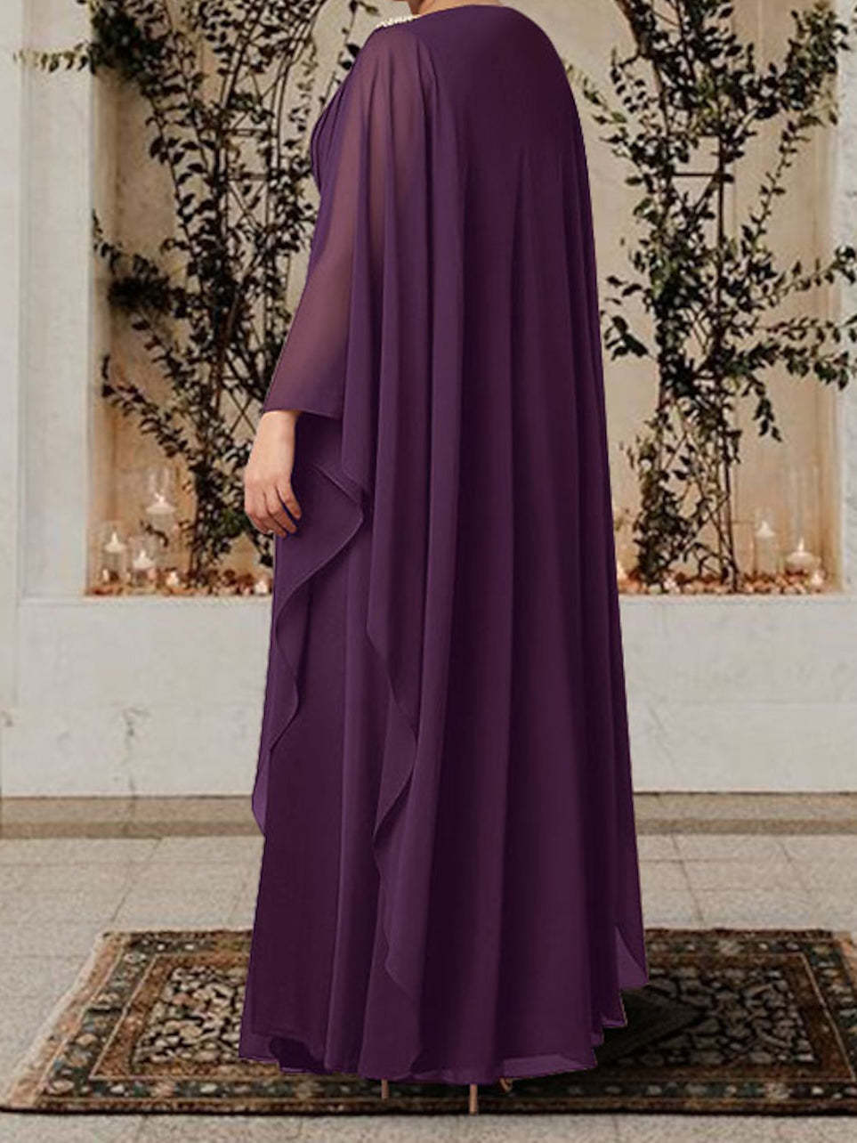 V-Neck A-Line Princess Mother of the Bride Dress with Rhinestones