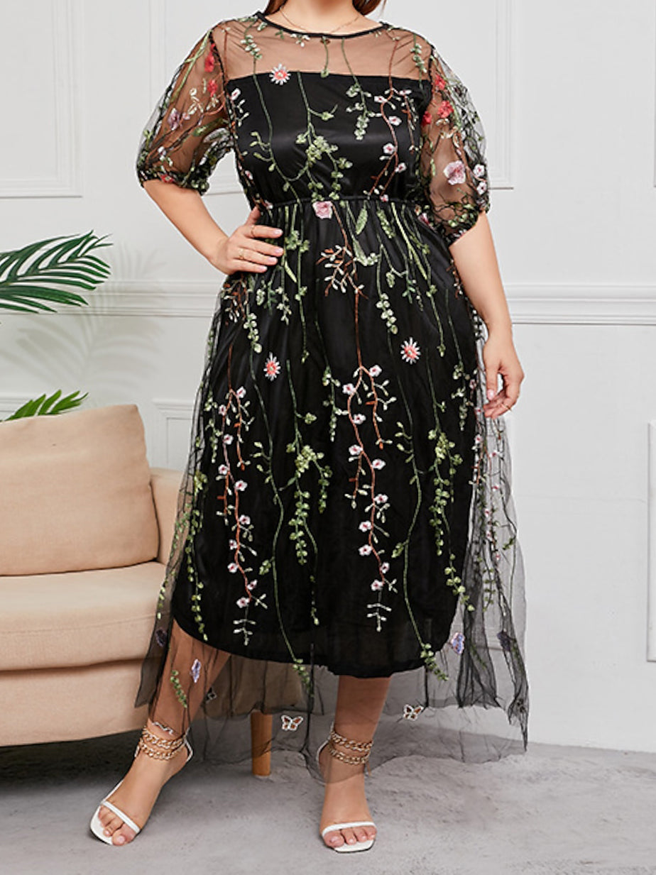 Mother of the Bride Tulle Dresses with A-Line and Princess Embroidery