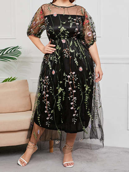 Mother of the Bride Tulle Dresses with A-Line and Princess Embroidery