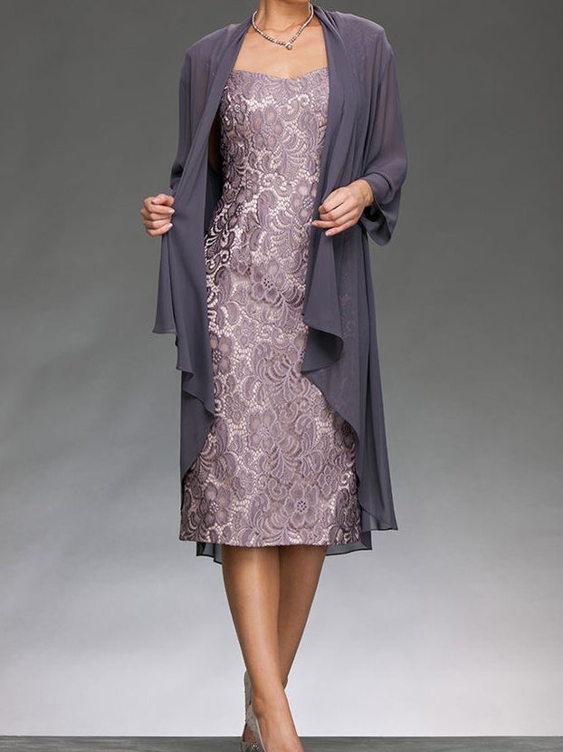Sleeveless Mother of the Bride Sheath/Column Dress with Applique and Jacket