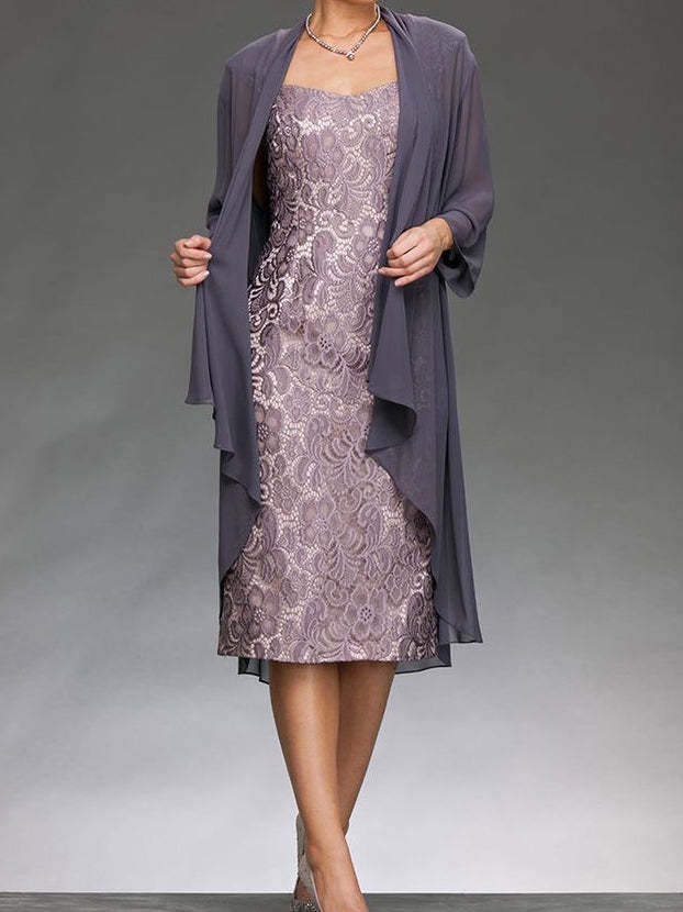 Sleeveless Mother of the Bride Sheath/Column Dress with Applique and Jacket