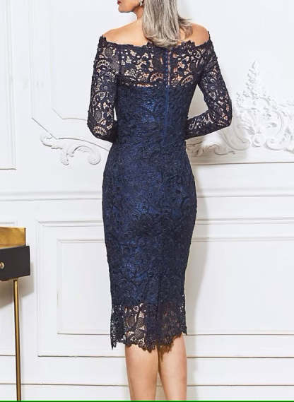 Off-the-Shoulder Applique Sheath/Column Dresses for the Mother of the Bride