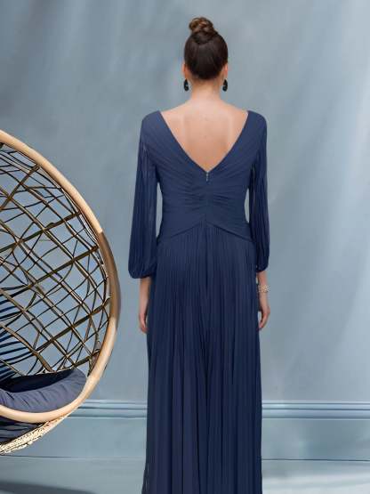 V-Neck A-Line Princess Gown for the Mother of the Bride with Ruched Detail