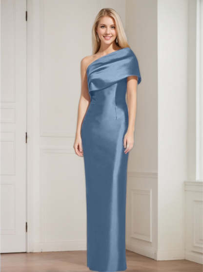 One-Shoulder Sleeveless Floor-Length Sheath/Column Mother of the Bride Dress with Bowknot