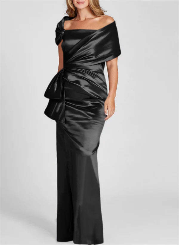 Off-the-Shoulder Floor-Length Sheath/Column Gown for the Mother of the Bride