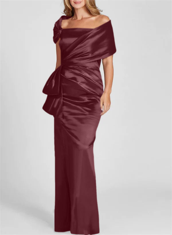Off-the-Shoulder Floor-Length Sheath/Column Gown for the Mother of the Bride
