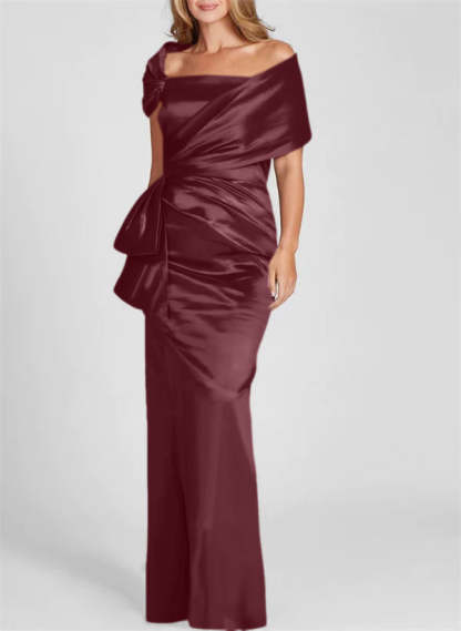 Off-the-Shoulder Floor-Length Sheath/Column Gown for the Mother of the Bride