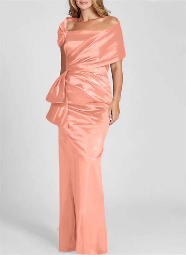 Off-the-Shoulder Floor-Length Sheath/Column Gown for the Mother of the Bride