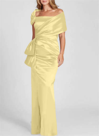 Off-the-Shoulder Floor-Length Sheath/Column Gown for the Mother of the Bride