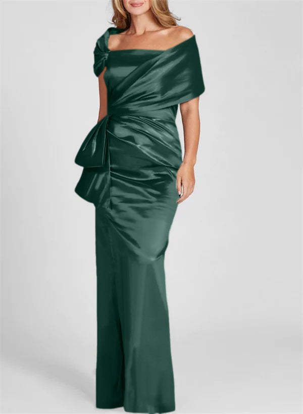 Off-the-Shoulder Floor-Length Sheath/Column Gown for the Mother of the Bride