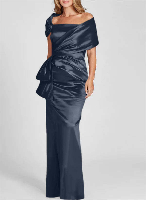Off-the-Shoulder Floor-Length Sheath/Column Gown for the Mother of the Bride