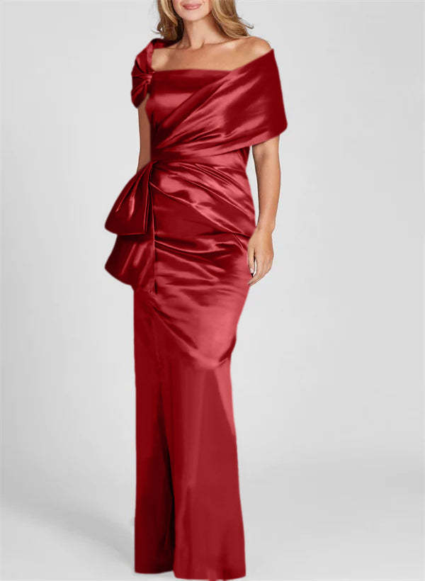 Off-the-Shoulder Floor-Length Sheath/Column Gown for the Mother of the Bride