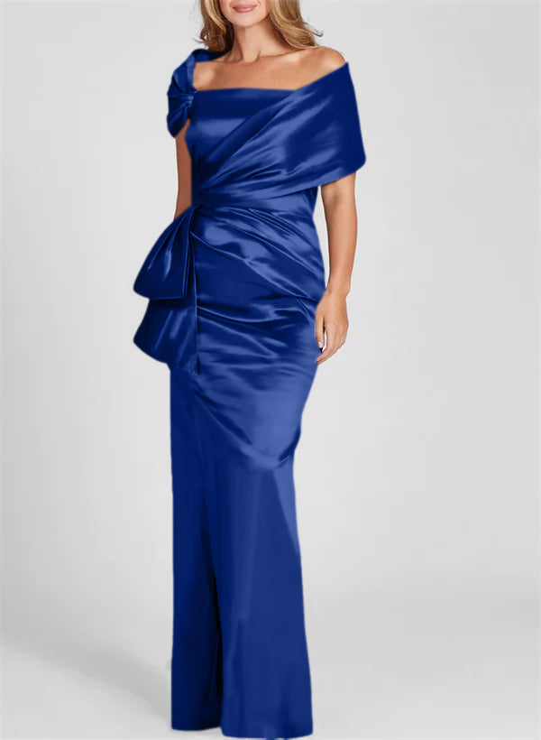 Off-the-Shoulder Floor-Length Sheath/Column Gown for the Mother of the Bride
