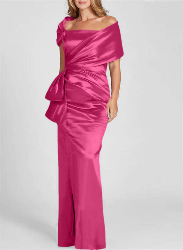 Off-the-Shoulder Floor-Length Sheath/Column Gown for the Mother of the Bride