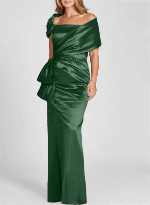 Off-the-Shoulder Floor-Length Sheath/Column Gown for the Mother of the Bride