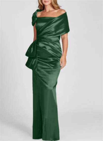Off-the-Shoulder Floor-Length Sheath/Column Gown for the Mother of the Bride
