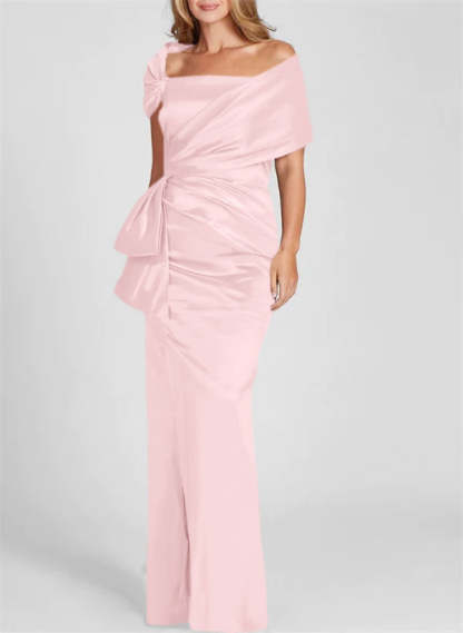 Off-the-Shoulder Floor-Length Sheath/Column Gown for the Mother of the Bride