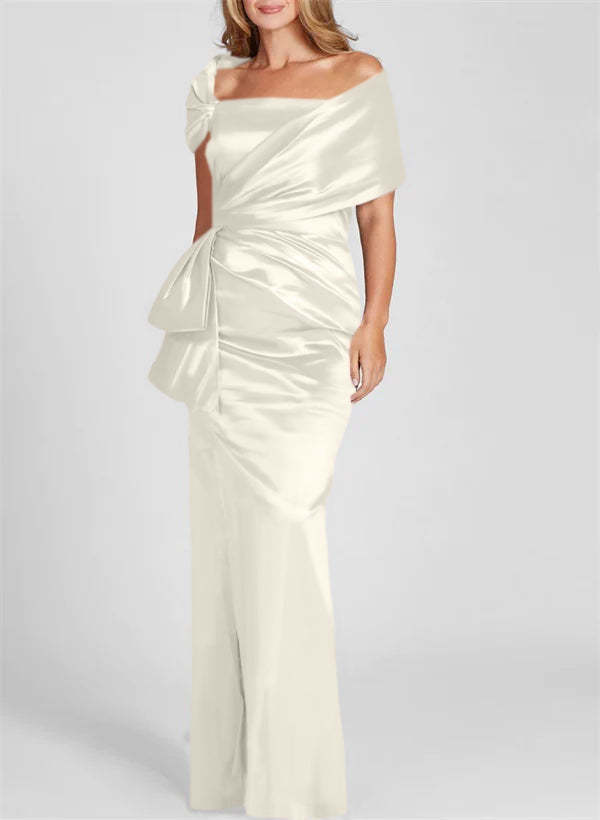 Off-the-Shoulder Floor-Length Sheath/Column Gown for the Mother of the Bride