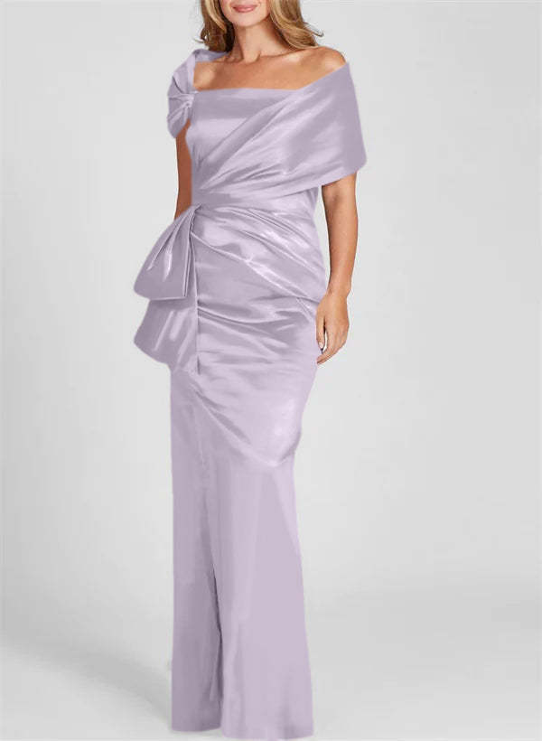 Off-the-Shoulder Floor-Length Sheath/Column Gown for the Mother of the Bride