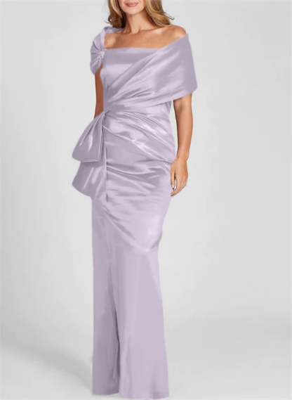 Off-the-Shoulder Floor-Length Sheath/Column Gown for the Mother of the Bride